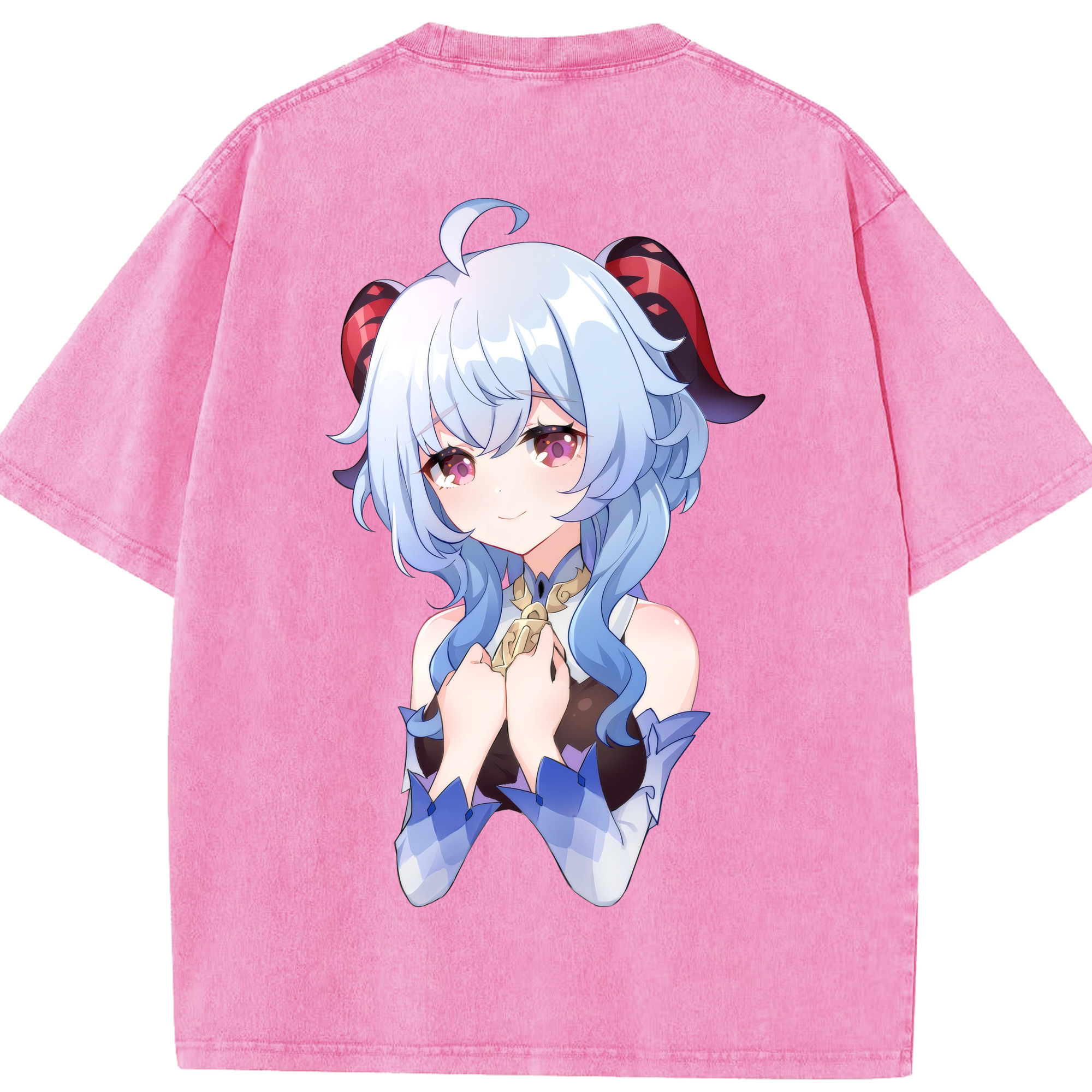 げんし神 甘雨 かんう genshin Ganyu 綿100% ヴィンテージ風 半袖Tシャツ（背面プリント）